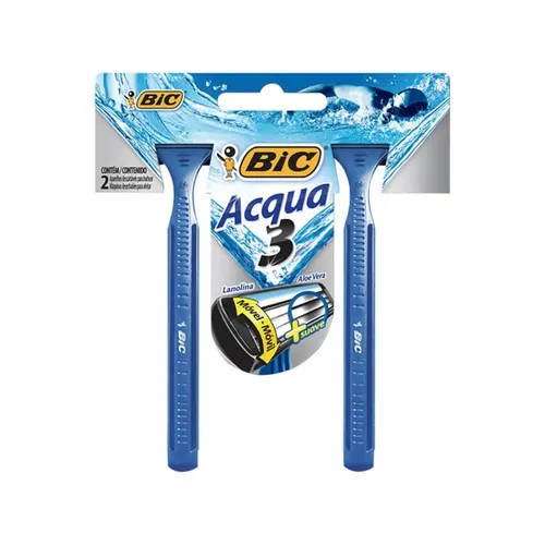 Aparelho de Barbear Bic Acqua 3 Lâminas Descartável Aloe Vera 2 Unidad