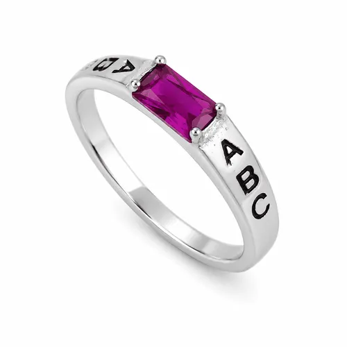 Anel ABC com Zircônia Rubi 5x3 mm em Prata 925