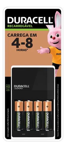 Carregador de Pilhas Recarregáveis Duracell Aa/aaa com 4 Aa