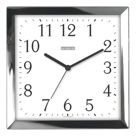 Relógio de Parede Quadrado Ambiente 25cm 119072-028 Cromado