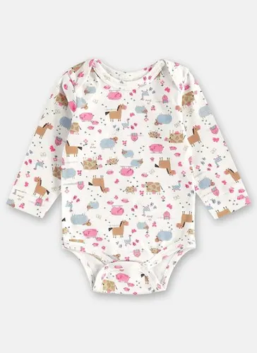 Body Manga Longa Bebê Menina em Suedine Essentials (Off White) Up Baby