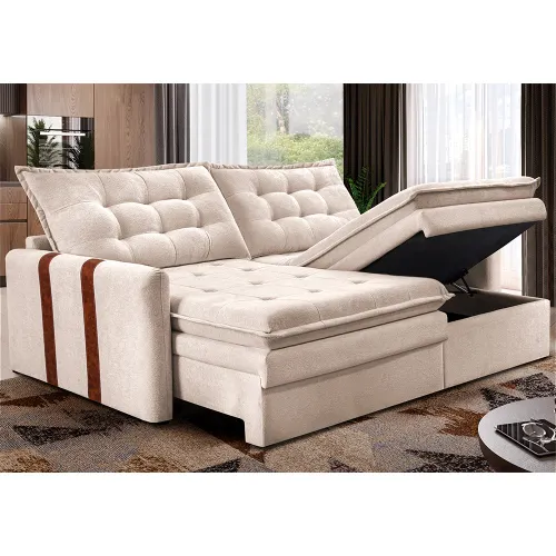 Sofá Baú sem Caixa Retrátil SoftGel Petit Bouclê Cama inBox