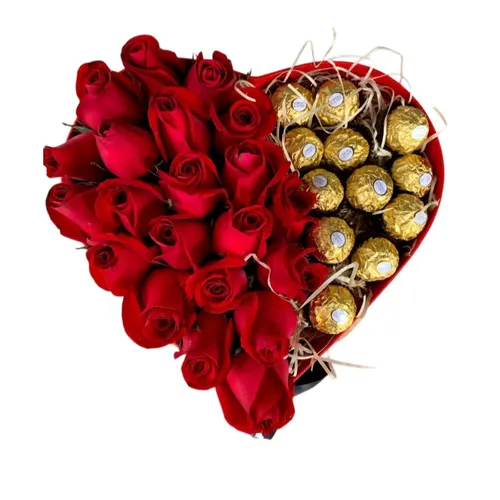 Coração Valentine Rosas e Chocolates