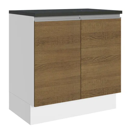 Balcão Madesa Acordes 100% MDF 80 cm 2 Portas Branco/Rustic