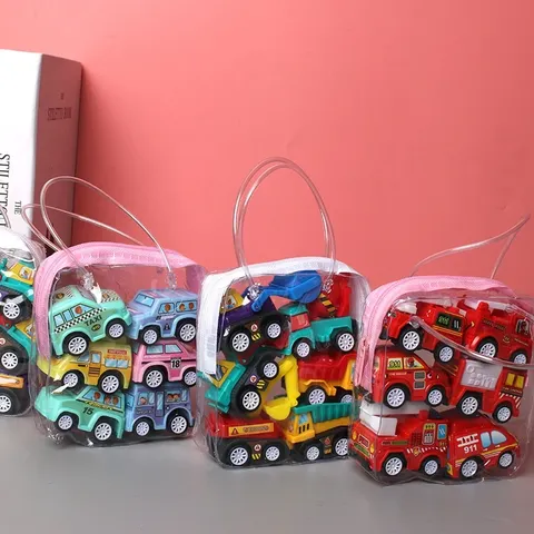 6 pçs modelo de carro brinquedo puxar para trás carro brinquedos veículo móvel caminhão de bombeiros modelo táxi criança mini carros menino brinquedos presente diecasts brinquedo para crianças