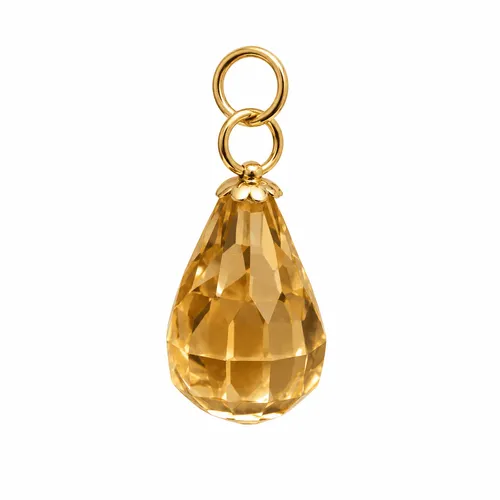 Pingente Gota com Citrino e Dois Elos em Ouro 18K