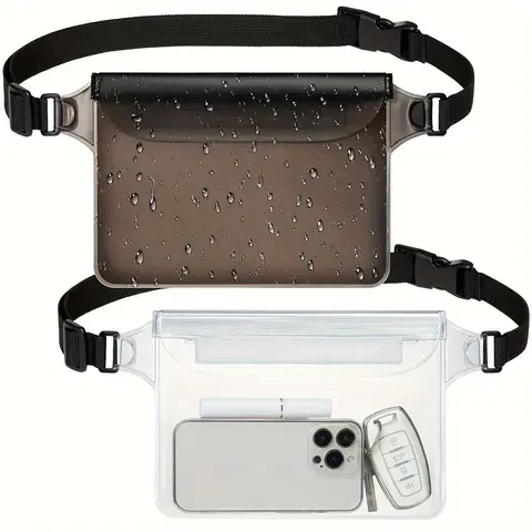 Bolsa de telefone à prova d'água, bolsa de cintura de telefone à prova d'água com tela de toque selada de três camadas, adequada para natação, deriva e mergulho