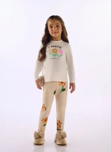 Blusa Infantil Menina em Cotton com Estampa Floral Off White