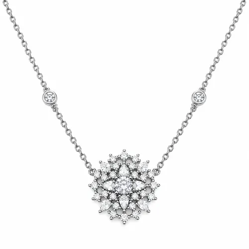 Colar 45 cm com Pingente Redondo e Gota com Zircônias em Prata 925