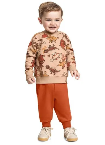 Conjunto Infantil com Blusão Dinos e Calça em Moletom (Marrom Claro) Bee Loop