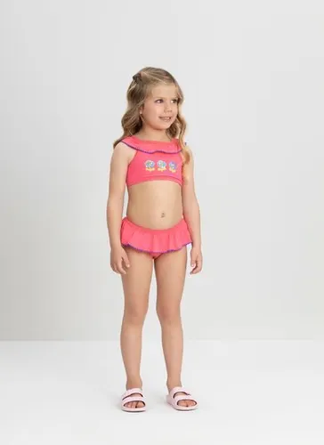 Conjunto de Biquíni com Top e Calcinha em Malha com FPS+50 com Babados (Rosa Pink) Up Baby
