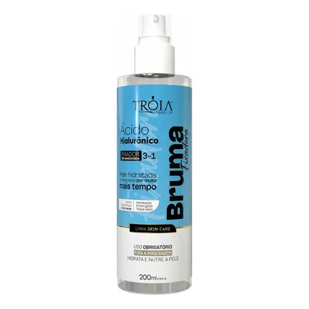 Bruma Fixadora 3 em 1 Ácido Hialurônico  200ml - Fixador de Maquiagem - Tróia Make Up