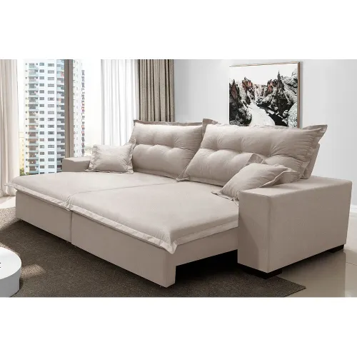 Sofá Retrátil e Reclinável com Molas Ensacadas Cama inBox Prime Tecido Linho