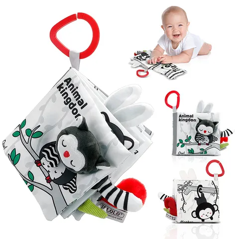 Livro de pano do bebê brinquedo preto branco atividade livros sensoriais bebês crianças desenvolvimento precoce montessori brinquedos 0 12 meses presentes da criança