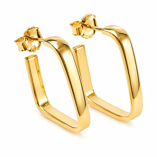 Brinco Argola Quadrada 2,2 cm em Prata 925 Banhada a Ouro