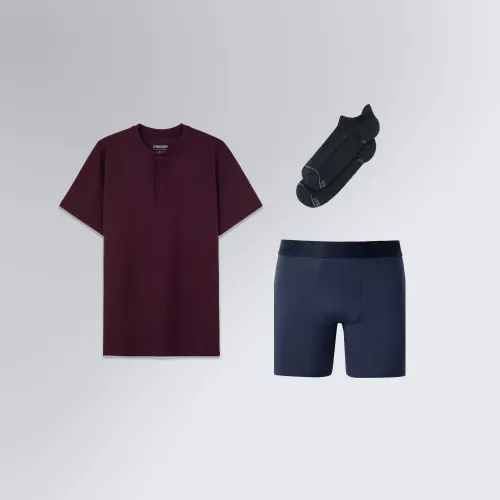 Conjunto Dynamic Day Camiseta Henley Game Changer, Cueca Performance e Meia Spectrum Mid
