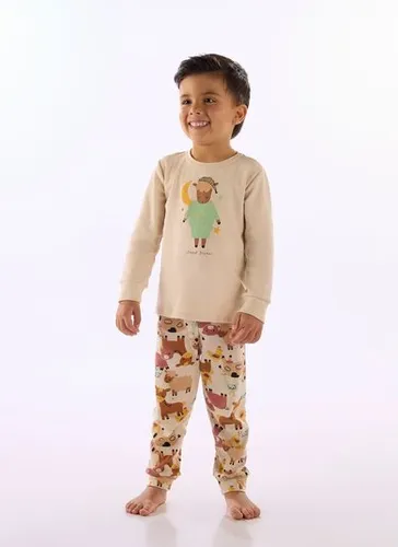 Pijama Unissex Infantil Suedine Bege
