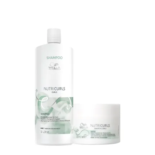Kit Shampoo 1L e Máscara 150ml Wella Professionals Nutricurls para Cabelos Ondulados e Cacheados