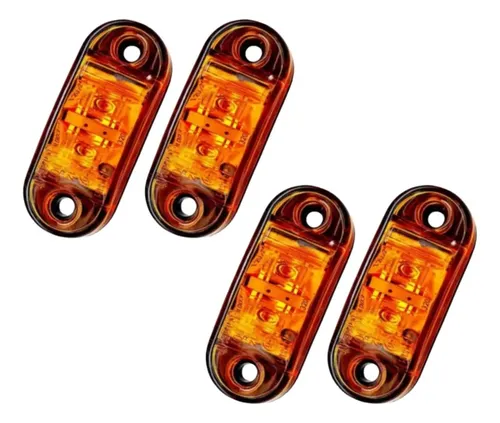 Kit 4 Luz Led Cortesia Prova D'água 12v 24v Barco Lancha Luz Ambar
