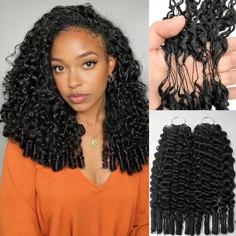 Pacote com 5 Cabelos Cacheados Birmaneses para Crochê, Tranças de Crochê Pré-Separadas sem Nós, Leves e Reutilizáveis, Extensões de Cabelo Brasileiro