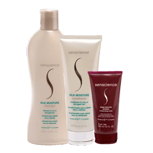 Kit Senscience Silk Moisture Shampoo 280ml Condicionador 240ml e Máscara Inner Restore 150ml