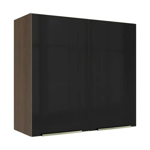 Armário Aéreo 70 cm 2 Portas Rustic/Preto Lux Madesa