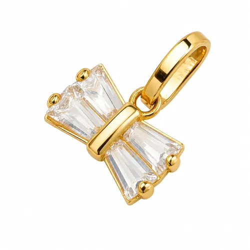 Pingente Laço com Zircônias 1 cm em Ouro 18K