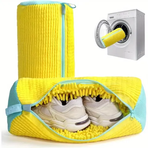 Saco Durável para Lavar Sapatos em Máquina, para Todos os Tipos de Calçados, Limpador de Sapatos com Zíper para Tênis e Sapatos Casuais, Saco de Lavagem para Lavanderia