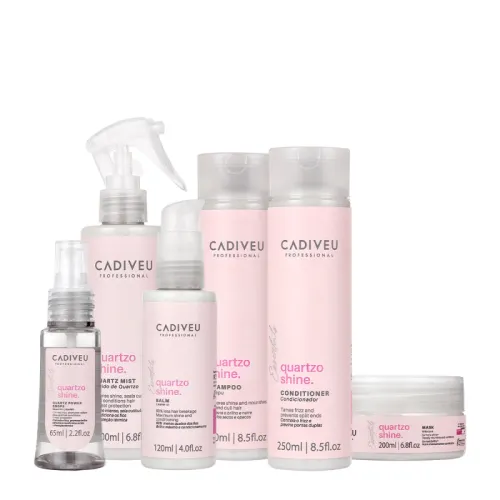 Kit Cadiveu Professional Quartzo Shine Shampoo Condicionador Balm Máscara Fluído e Óleo (6 Produtos)