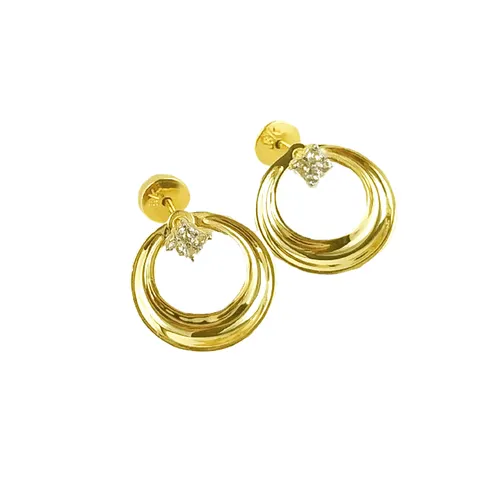 Brinco de 1,5 cm Arco com 8 Topázios Brancos em Ouro 18K