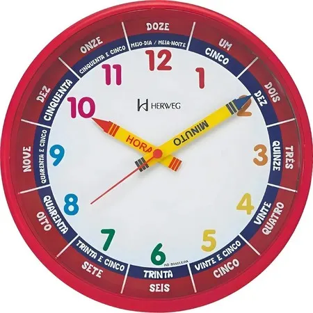 Relógio de Parede Infantil Educativo Herweg 26cm Original