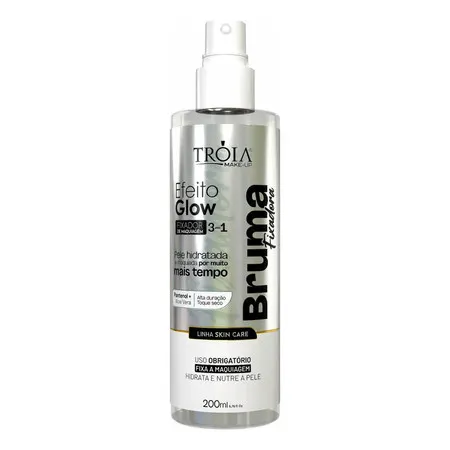 Bruma Fixadora 3 em 1 Efeito Glow 200ml - Fixador de Maquiagem - Tróia Make Up