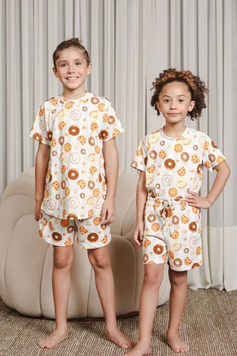 Kit Conjunto Pijama Infantil Estampa Cookies e Donuts