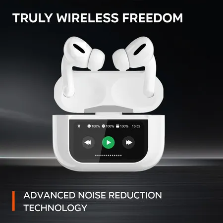 ANC sem Fio Bluetooth 5.3 Fone de Ouvido com Display Inteligente Hi-Fi Som à Prova Dwaterproof Água EQ Modo Transparente