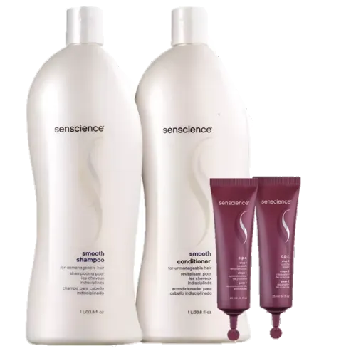 Kit Senscience Smooth Shampoo e Condicionador 1L e CPR Tratamento Reconstrutor 2x25ml