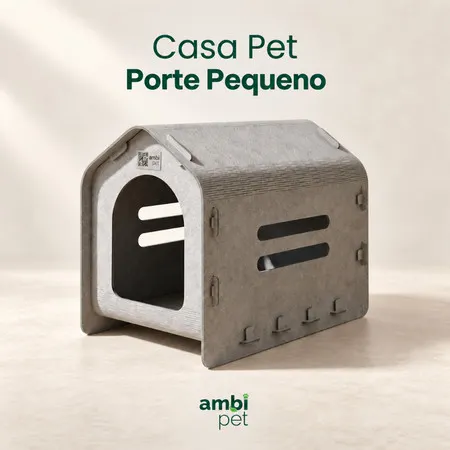 Casinha para Cachorro Pequeno Ambipet Sustentável Tamanho P Resistente Reciclável 57x34x43cm