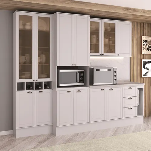 Armário de Cozinha Completa com Balcão Milla Choice Carraro Branco