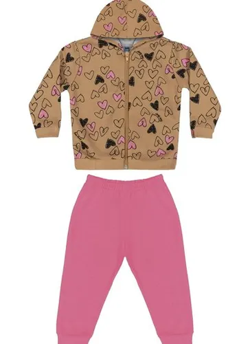 Conjunto Jaqueta e Calça Bebê Menina (Marrom) Bee Loop