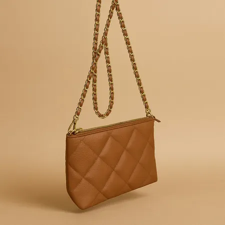  Bolsa Feminina Alça Corrente Dourada Ombro Pequena Moderna 