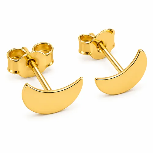 Brinco Meia Lua Lisa 7 mm em Ouro 18K