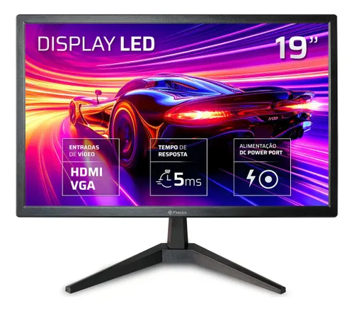 Monitor Fmaxx 19'' Led com Hdmi Vga Vesa cor Preto MQ19V