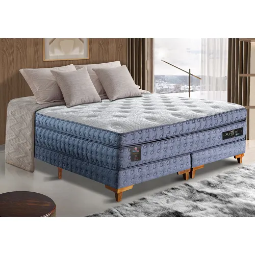 Cama Box Colchão Euro Pillow + Box Molas Ensacadas Cama inBox Supreme Confort Gel Living