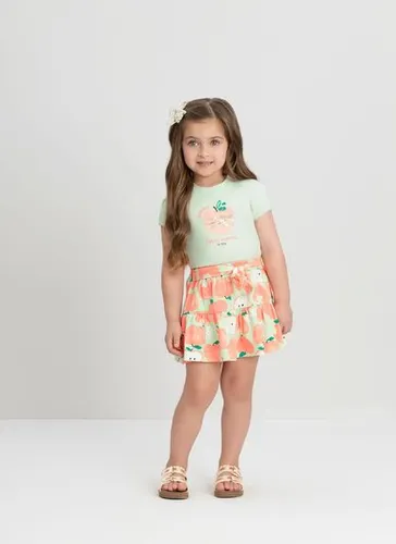 Conjunto Petite Pomme Infantil com Blusa e Saia em Cotton (Verde Claro) Up Baby