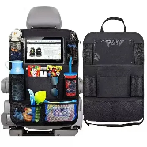 Organizador de Assento de Carro Multifuncional em Tecido Oxford, Bolsa de Armazenamento com Múltiplos Bolsos e Suporte para Tablet, Protetor para Crianças