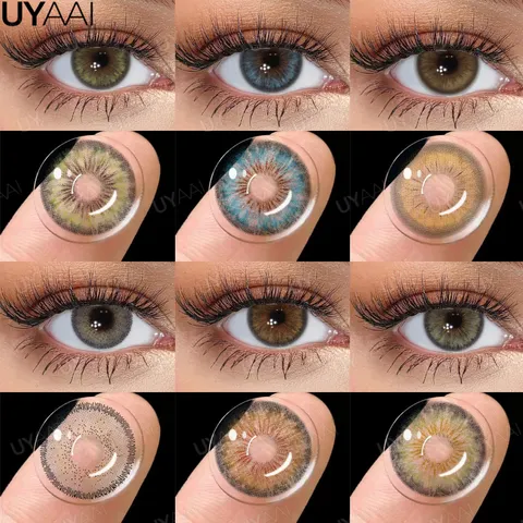 Uyai cleópatra série novos alunos coloridos maquiagem lentes de contato verdes beleza mulheres pupilas coloridas cosméticos marrom pupilas naturais