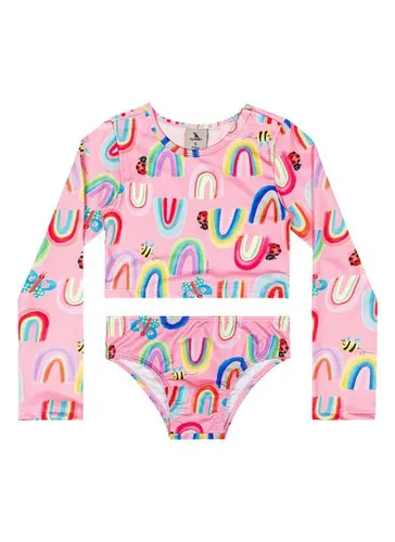 Biquíni Manga Longa Infantil UV DRY Rosa