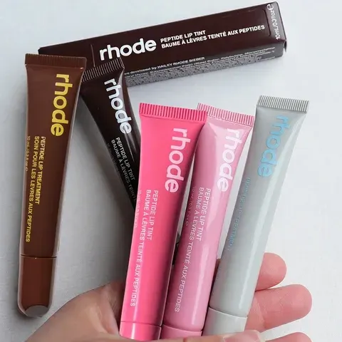 Rhodeskin gloss labial de primavera, bálsamo labial, batom suavizante de linhas, longa duração, nutritivo, cuidados diários femininos, maquiagem, hidratante, blush, para meninas