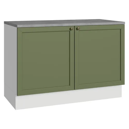 Balcão de Cozinha 120 x 60 cm 2 Portas (Com Tampo) Branco/Verde Vik Madesa