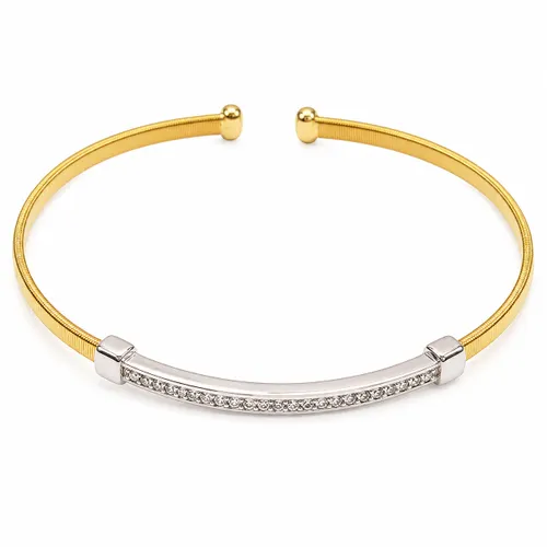 Bracelete Banhado a Ouro Cravejado com Zircônias em Prata