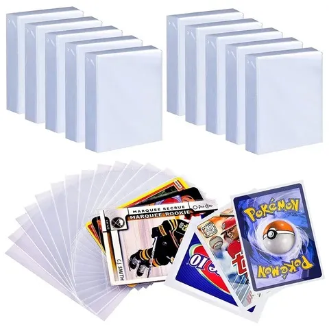 100 unidades de protetores transparentes para cartas de baralho, capas protetoras transparentes para jogos de tabuleiro, pastas para coleção de cartas, kits de bolsas para fotos.